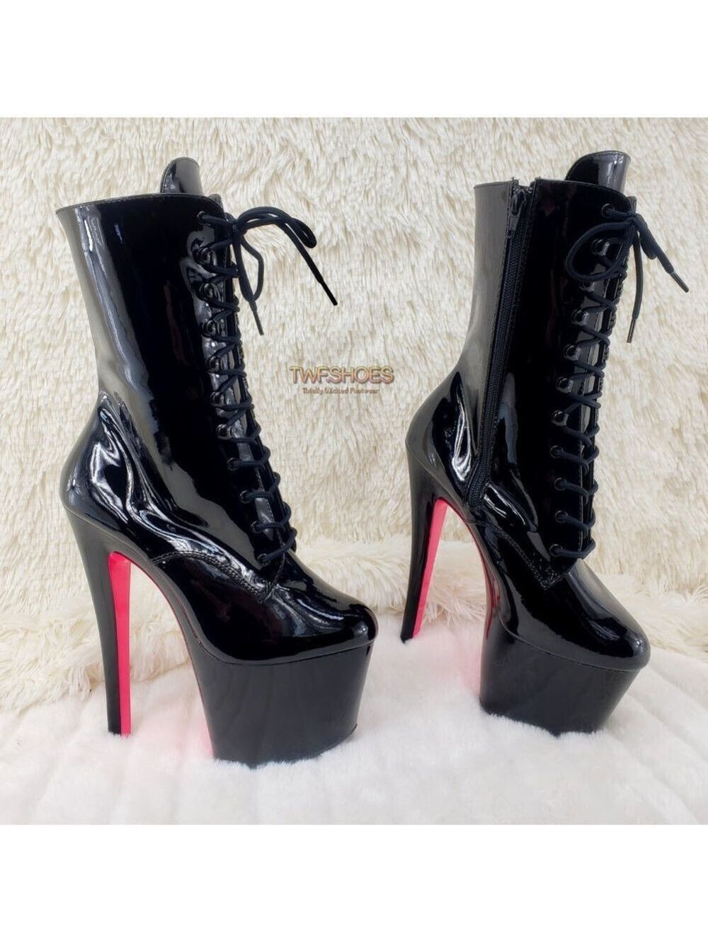 Sky 1020TT Black Patent High Heel Ankle Boots - Picture 12 of 14